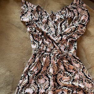 pink/black floral romper